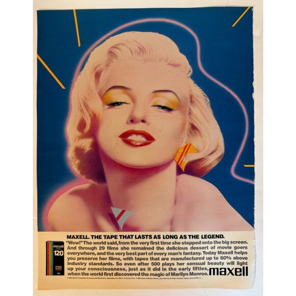 Other - Vintage 1986 Marilyn Monroe Maxell VHS Video Tape Advertisement Print Ad
